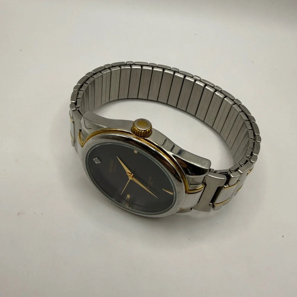 Armitron Men's Diamond Two-Tone Dark Blue Dial Quartz Watch With (New Battery)